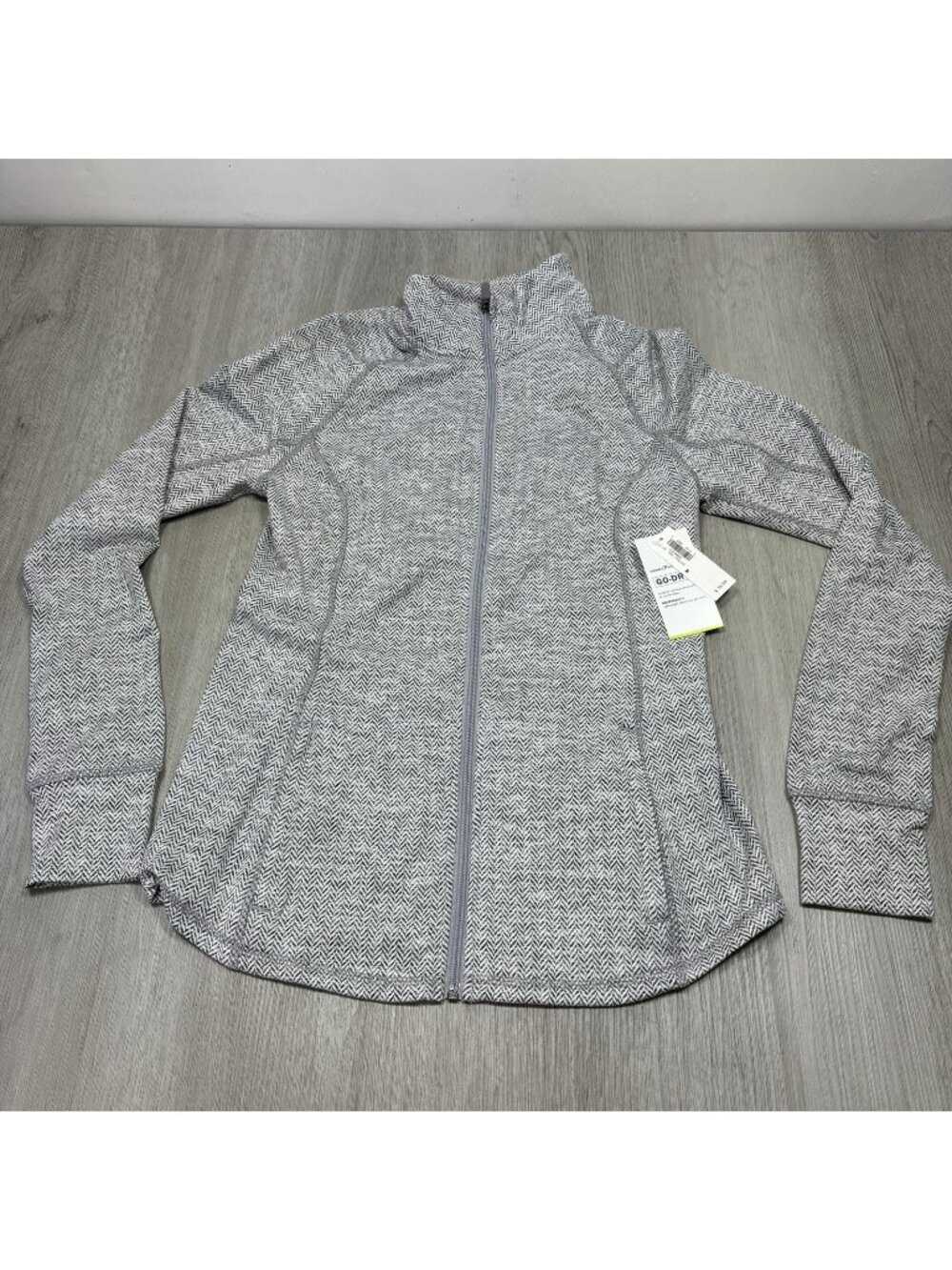 Old Navy Active Go-Dry Full Zip Track Jacket Medium Gray Blue Black New w/ Tags